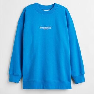 H&M Loose Fit Blue Crewneck Sweater with “San Francisco West 1992 Coast"